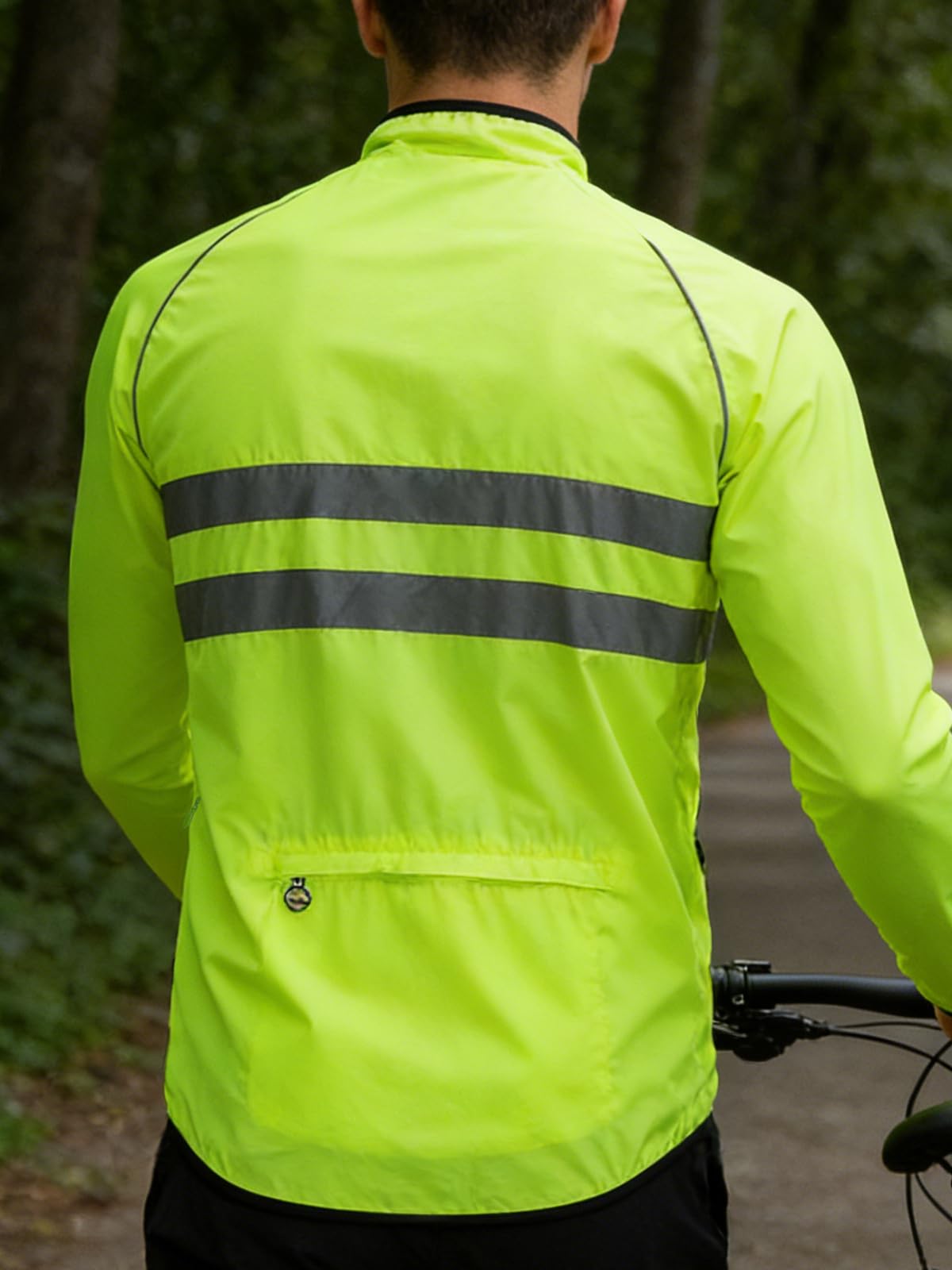 WOSAWE Chaqueta de ciclismo para hombre Chaqueta impermeable ultraligera con tapón de viento Chaqueta transpirable de manga larga(Verde XL)