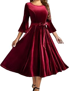 Women's Velvet Dress Long Sleeve Velvet Wedding Guest Dress Velvet Dresse for Women Cocktail Evening Party - Buy now