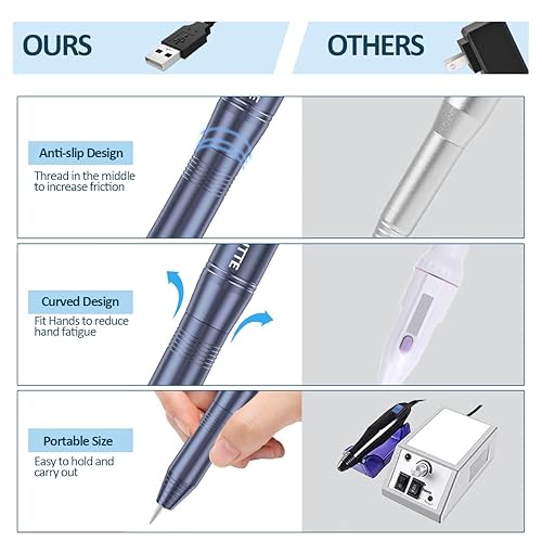 Miniatura 3 de Taladro eléctrico de uñas, máquina de taladro de uñas eléctrico USB para uñas acrílicas, herramienta de pulido de lima de uñas eléctrica portátil,