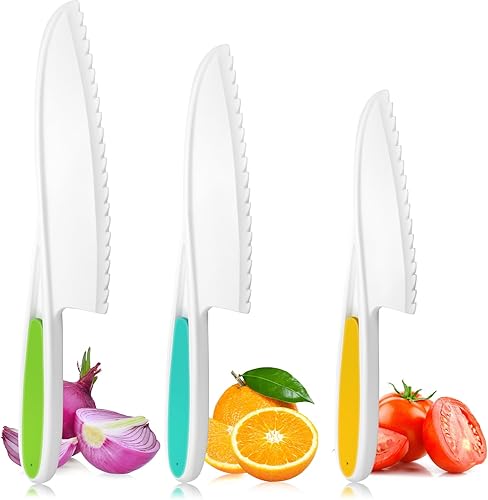 Yeeammk Juegos de cocina para niños, juego de cuchillos de cocina real, cuchillos seguros para niños para cocina real, 3 piezas, cuchillos de cocina