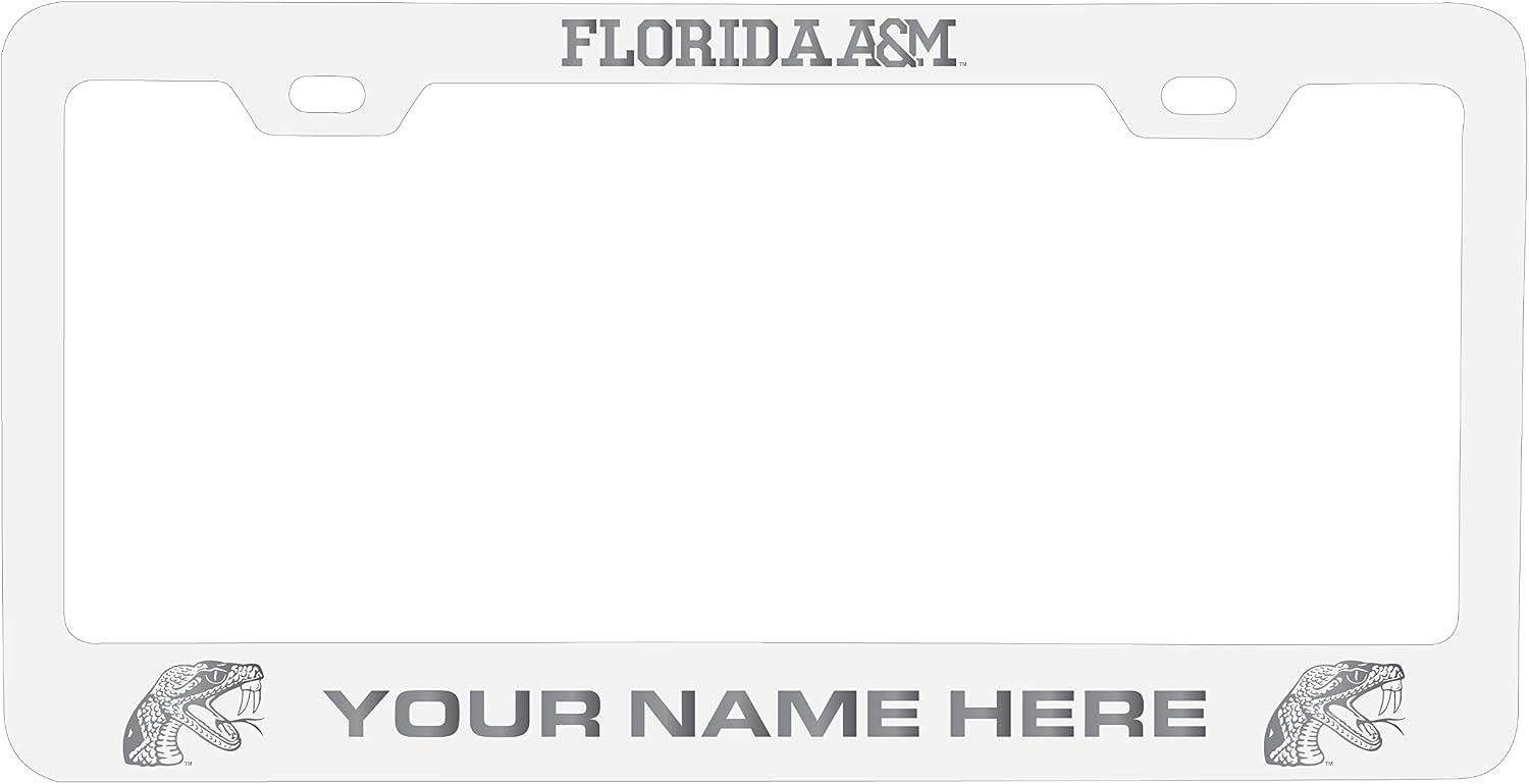 Collegiate Custom Florida A&M Rattlers Metal License Plate Frame with Engraved Name (Black) Officially Licensed Collegiate Product