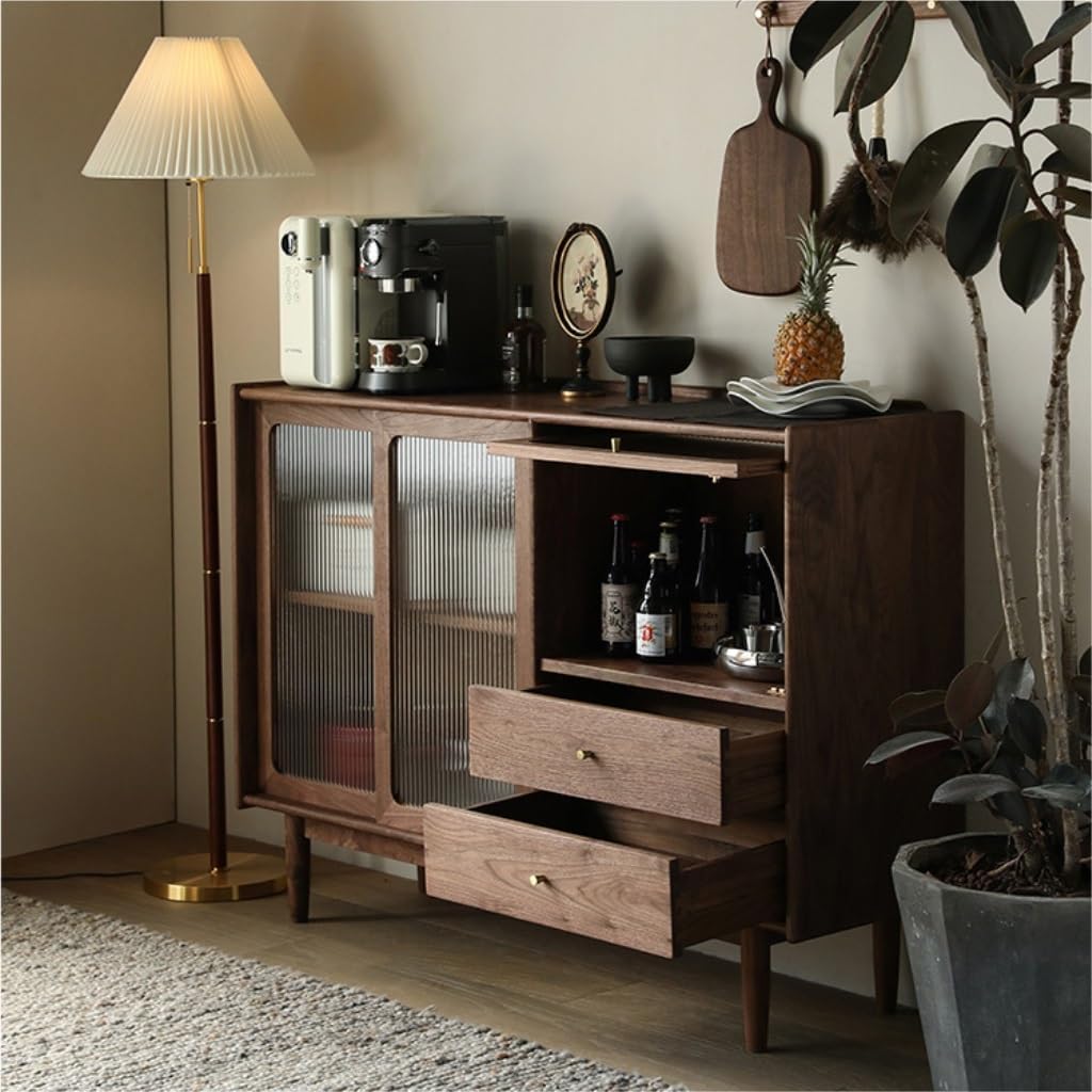 Sideboard Buffet Cabinet Solid Wood Restaurant Tableware Storage Cabinet Modern Buffet Cabinet Living Room Decorative Cabinet Home Tableware Cabinet Kitchen Storage Cabinets(S:120 * 40 * 90cm)