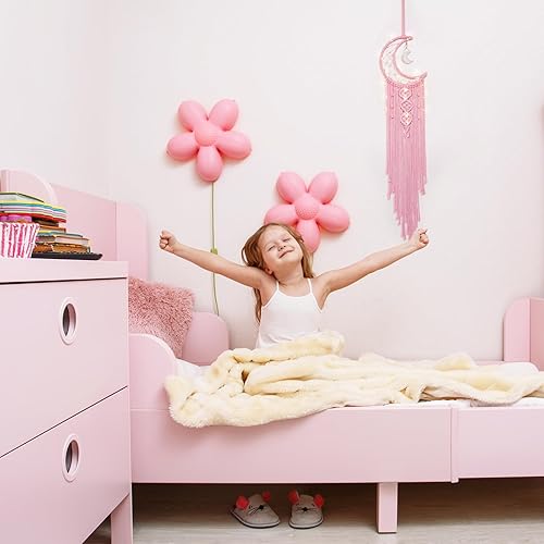 Vista 31 de Colgante de pared tejido de macramé bohemio, crochet, luna creciente, estrella, atrapasueños con borla larga, algodón negro, hecho a mano, bohemio