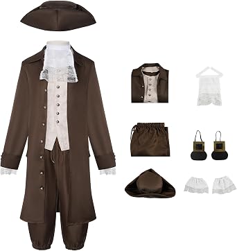 Colonial Man Costume 18th Century Historical Outfit for Adult, Founding Father Costume for Halloween Cosplay Party