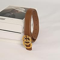 Vista 359 de Cinturón de cuero clásico con hebilla de metal para mujer con vestido de jeans Aah-negro-clásico