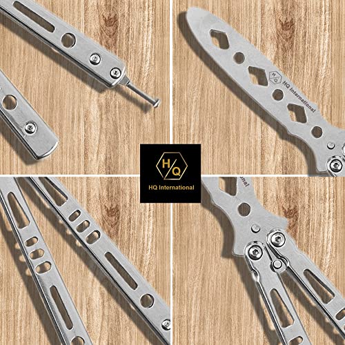 Hq International Pack Of 2 Butterfly Knife Trainer Set With Pouches - Master Knife Tricks With Balisong Knife Trainer Stainless Steel Training Butterfly Knife #TOP5