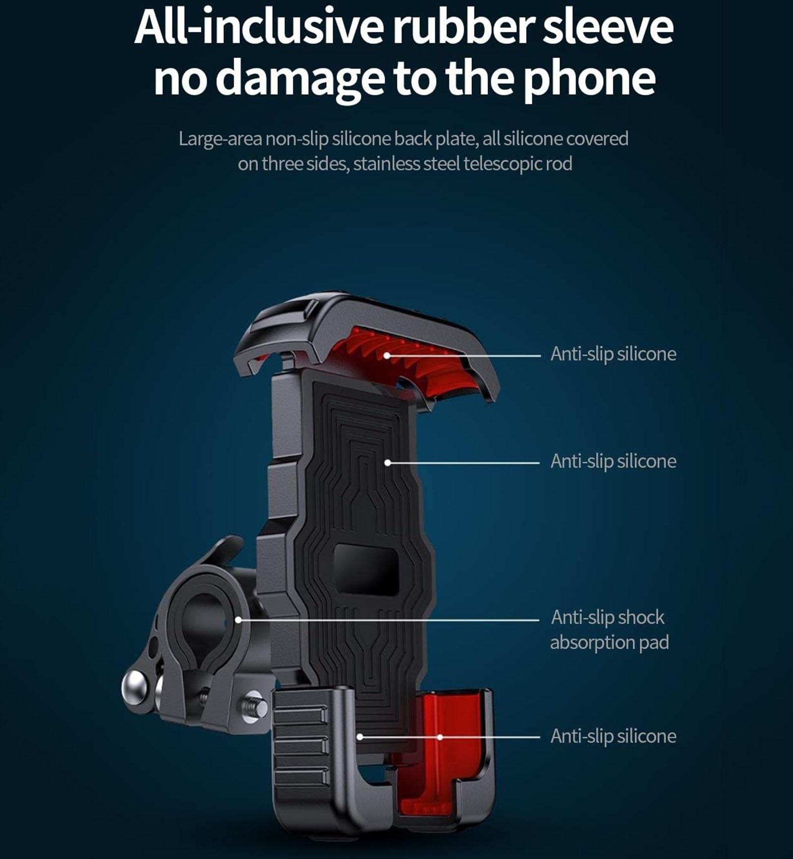 Générique Support De Téléphone De Vélo pour Trekking RX 2022-, Support Rotatif À 360 ° Téléphone Anti-Vibration,E Black-C