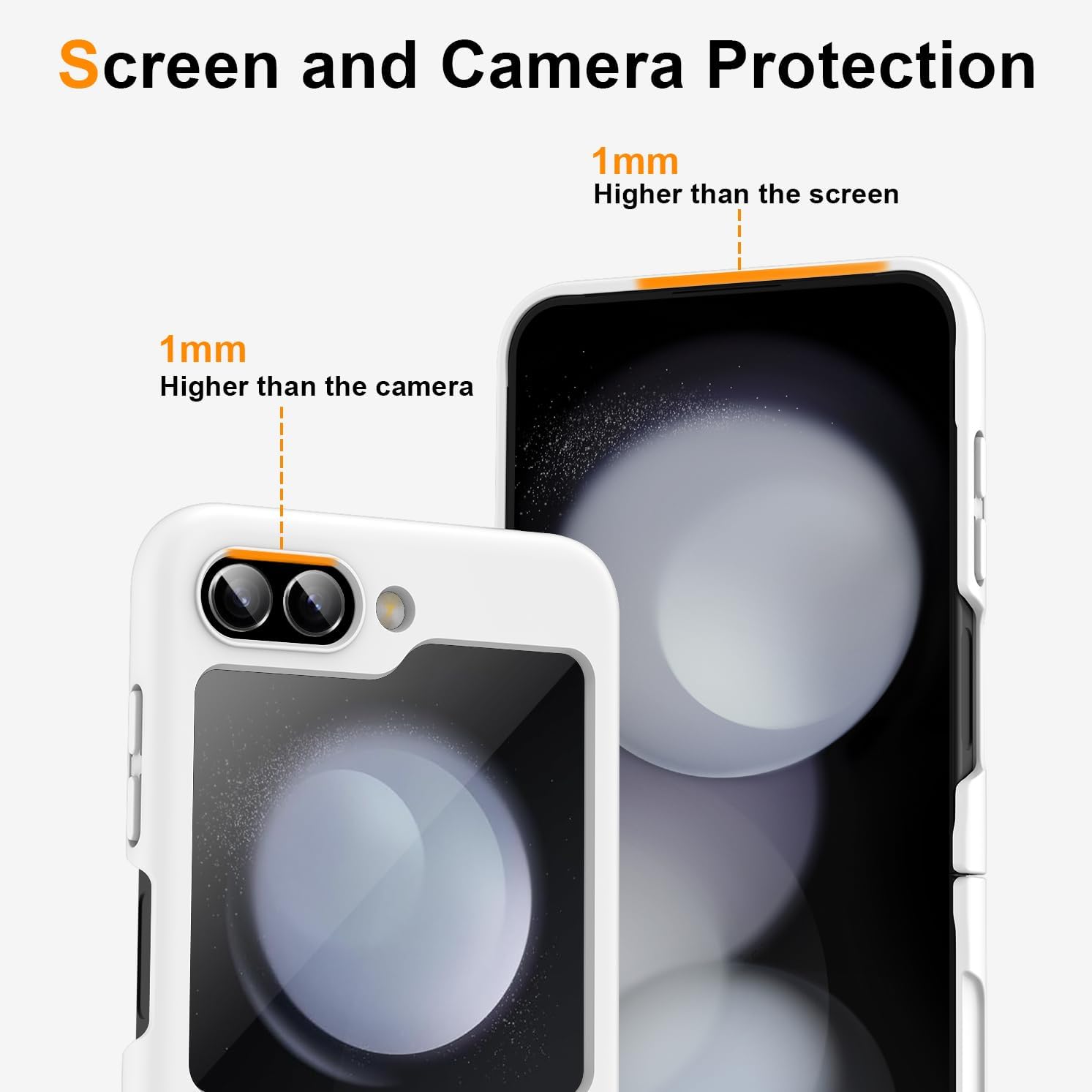 Magnetic for Galaxy Z Flip 3 5G Case,Lightweight,Slim Fit Drop Protection Rugged Shockproof Cover for Samsung Galaxy Z Flip 3 5G, Hard PC Shockproof Protective Phone White 7-Z Flip3-04