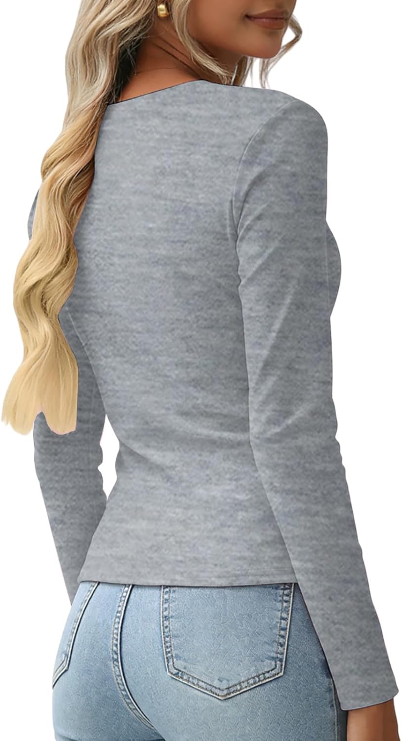 Women's Cotton Long Sleeve T Shirt Slim Fit Crewneck Basic Tee Shirts Tops Casual Soft Layering Undershirts - Image 4