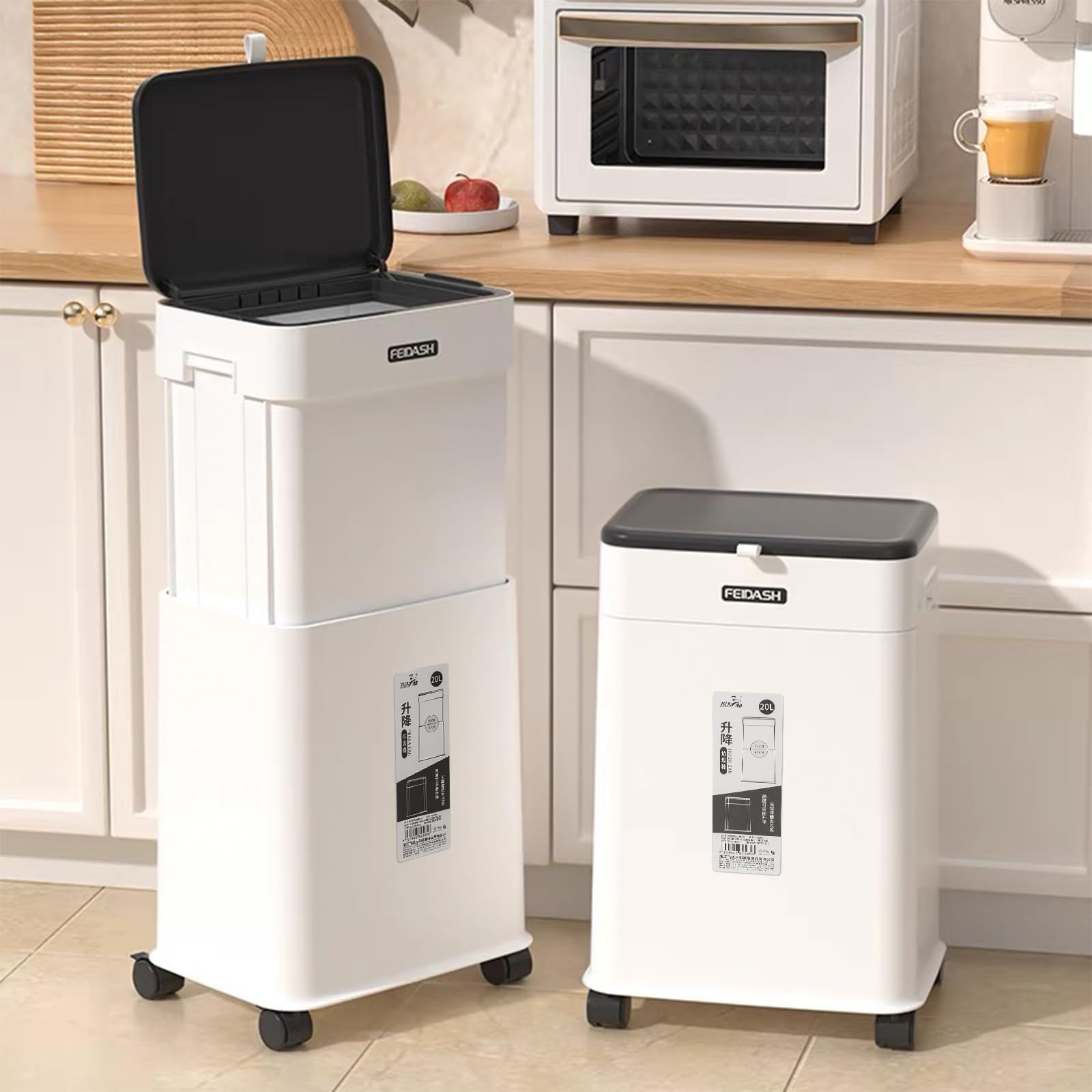 Kitchen Trash Can with Lid, 20 Liter New Liftable Garbage Can, Modern