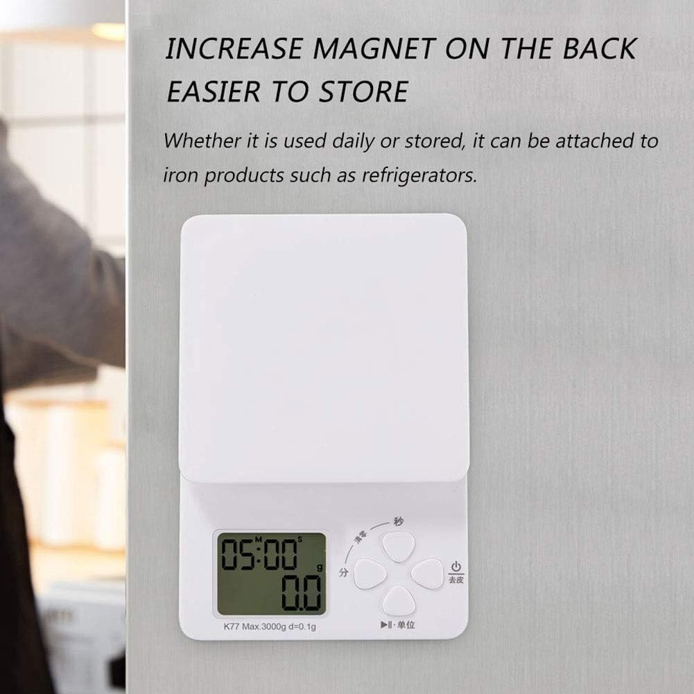 Digital Kitchen Scale Food Electronic 3kg/0.1g Precision Baking Gram Weighing with Timing and Alarm Clock