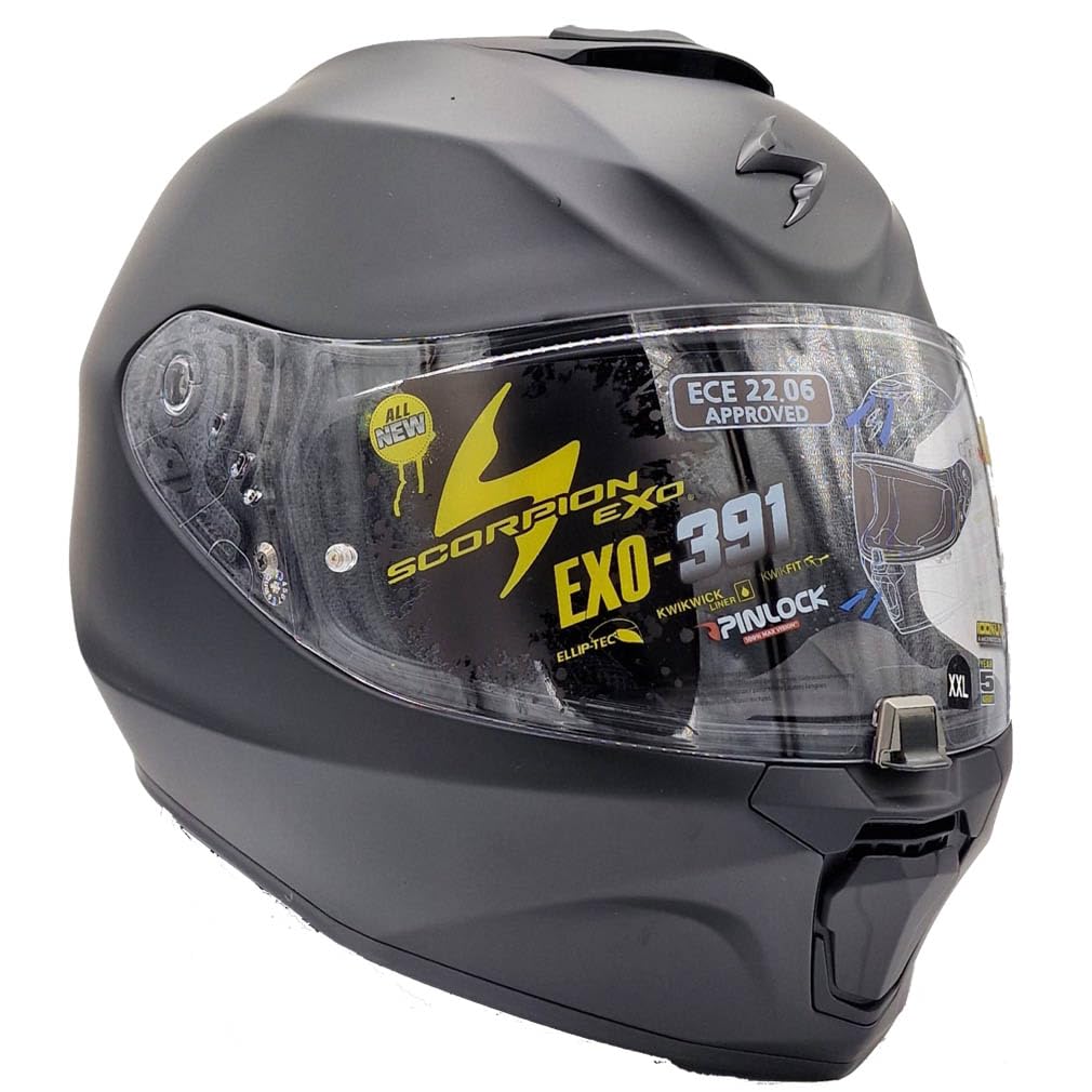 Scorpion Exo-391 Solid Negro Mate | Casco de Moto Integral Unisex Hombre y Mujer Homologado ECE 22.06