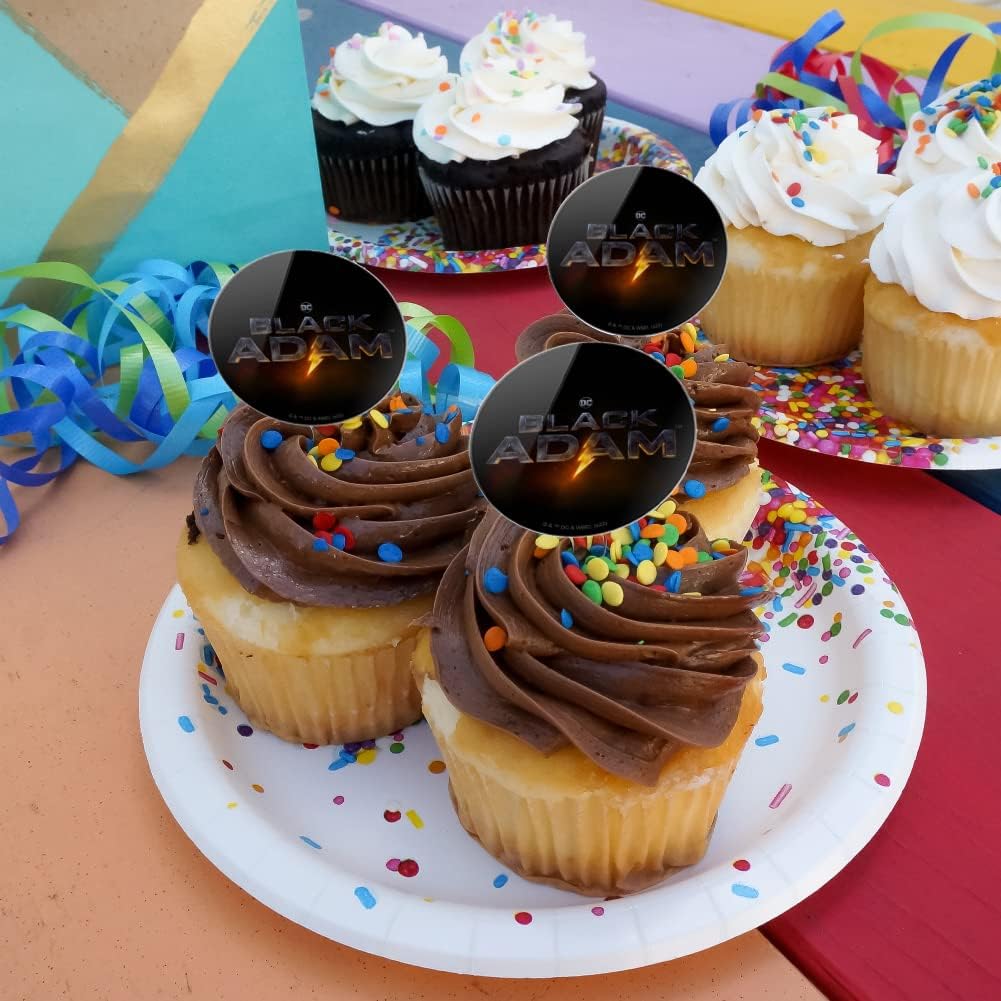 GRAPHICS & MORE Black Adam Logo Cupcake Picks Toppers Decoration Set of 6
