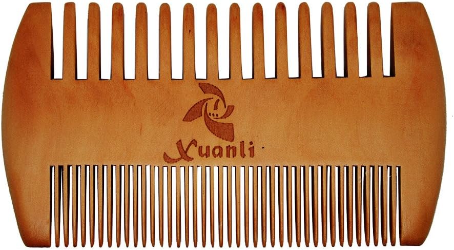 XuanliWooden Beard brush mustache Comb, Dual Action Fine & Coarse Teeth, Top Pocket Comb for Beards & Mustaches (S022)