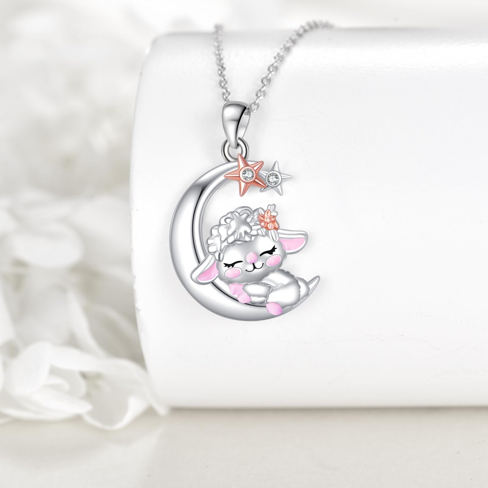 YAFEINI Koala Kette für Damen 925 Sterling Silber Mond Anhänger Halskette für Mädchen Koala Schmuck Geschenk