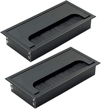 2PCS سلك كابل مكتب معدني سلك جروميت ، كمبيوتر مكتب كمبيوتر طاولة معدنية كابل سلك مستطيل ، منظم غطاء ثقب كابل أنيق أسود
