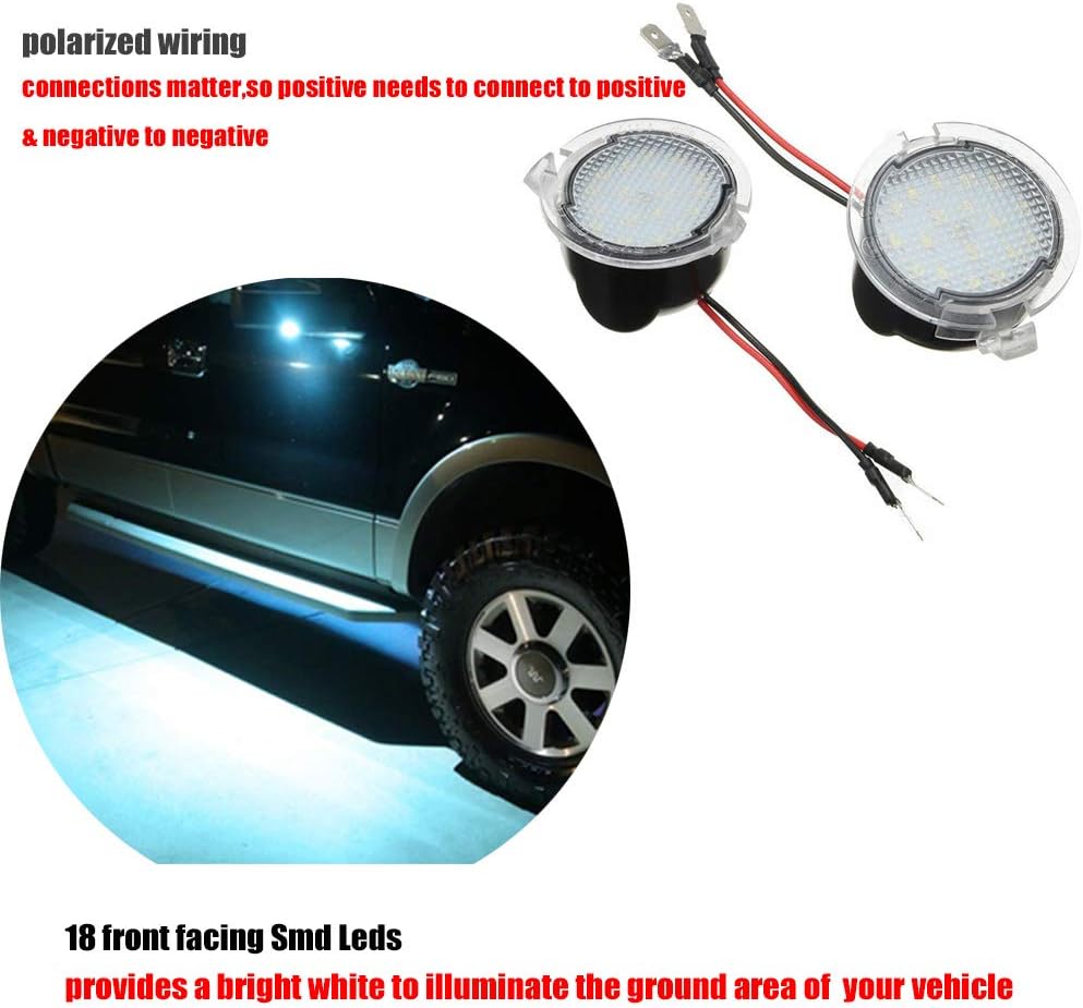 PGONE 2PC Full LED Side Under-Mirror Puddle Light Lamp Assembly Compatible with Ford F-150 Expedition Explorer Edge Flex Fusion Taurus X Lincoln Mercury, (Blue)