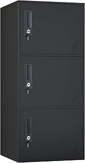 3 Door Vertical Stackable Storage Cabinet with Lock,Anti-Failing Device, Metal Lcoker,Organizer for Office, Home, Gym, School,Employee,Kids. (Black)
