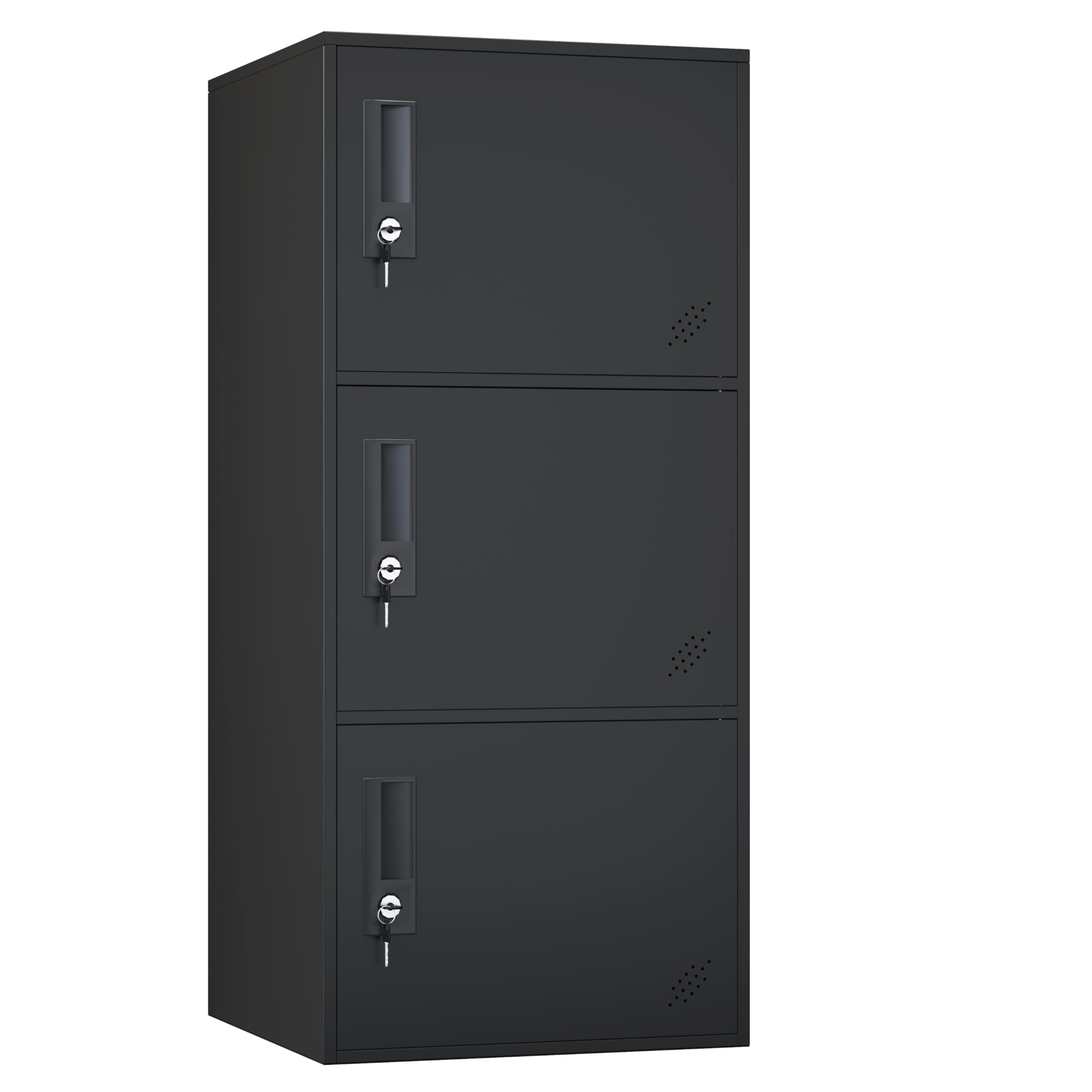 WISUNO 3 Door Vertical Stackable Storage Cabinet with Lock,Anti-Failing Device, Metal Lcoker,Organizer for Office, Home, Gym, School,Employee,Kids. (