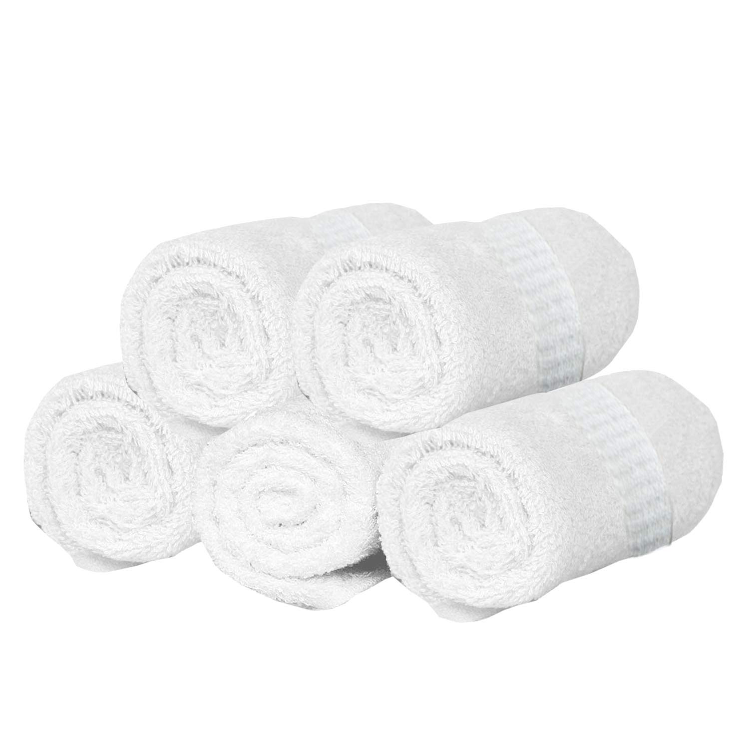 Kuber Industries Cotton 400 GSM 5 Pieces Face Towel Set 14x21? (White) -CTKTC8607, Standard
