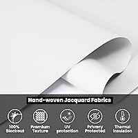 Vista 5 de Spring Roller Shades for Window,Blackout Blinds & Shades,Thermal Insulated Fabric,Cordless Systems Pull Down Window Shades,UV Protection,White,50" W