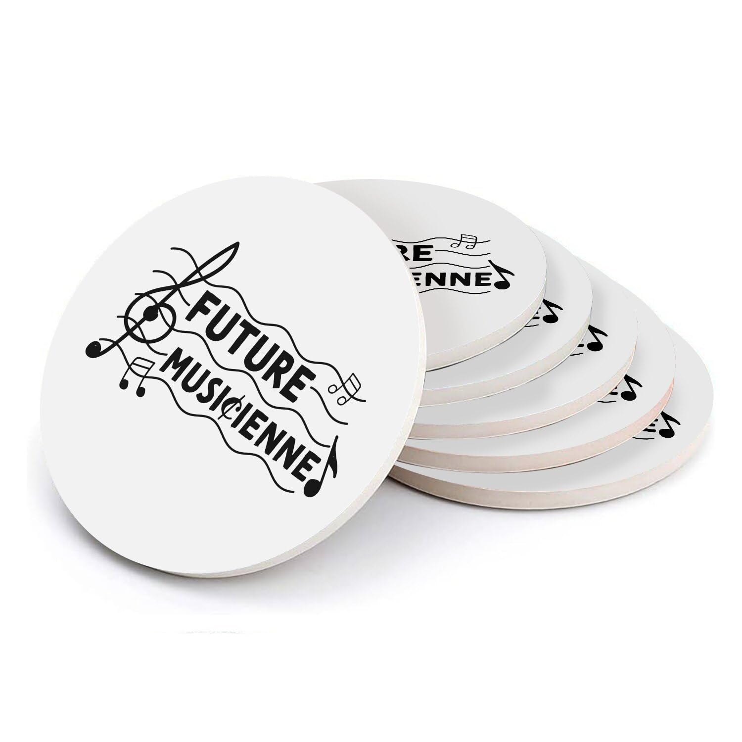 Sous-verre ronds en céramique musique pour table lot de 6