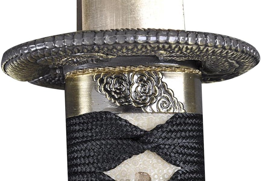 Handmade Sword - Aluminium Alloy Unsharpened Iaido Training Katana Sword, Handmade, Full Tang, Dragon Tsuba, Black Scabbard