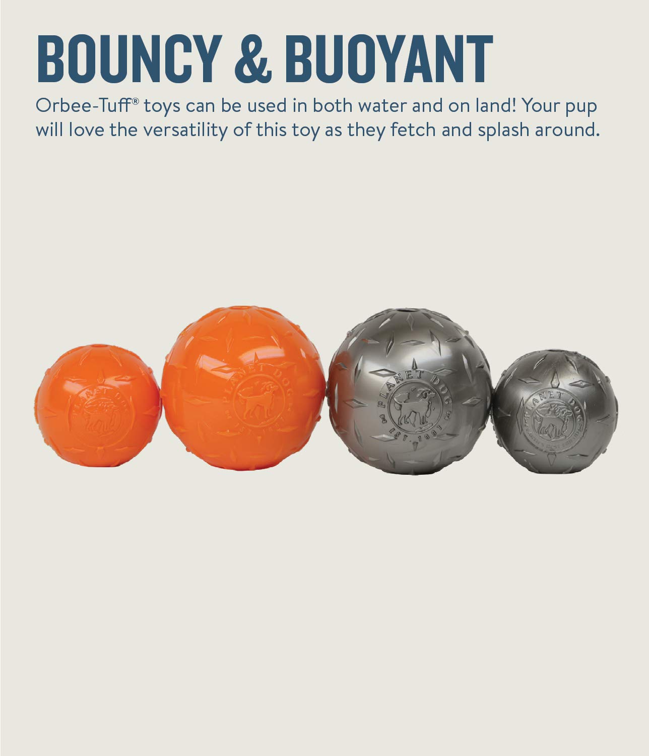 Petstages Orbee-Tuff Diamond Plate Ball Grey & Planet Ball Blue Set 2