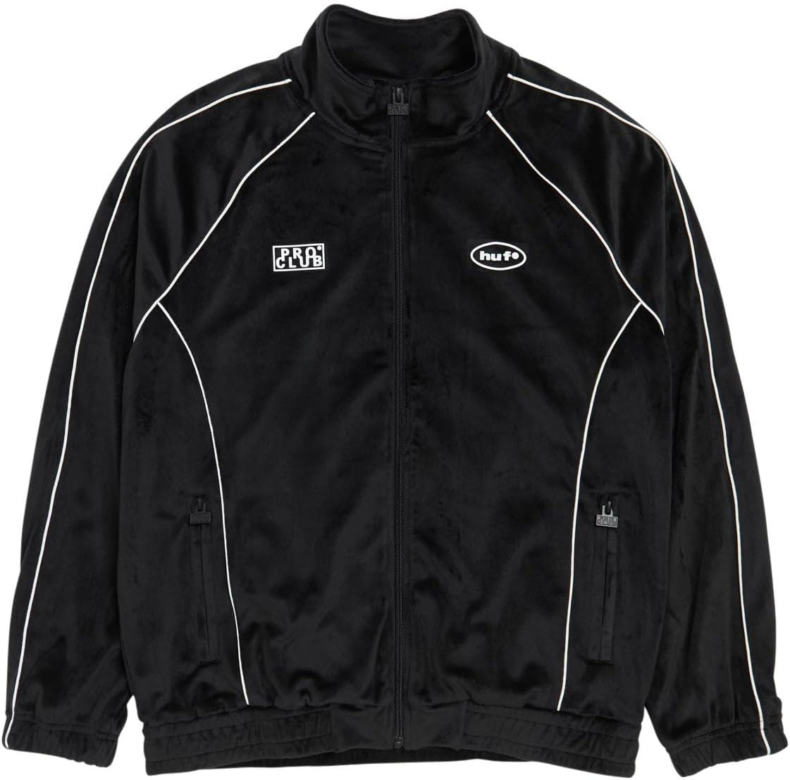 HUF x Pro Club Velour Track Jacket - Black