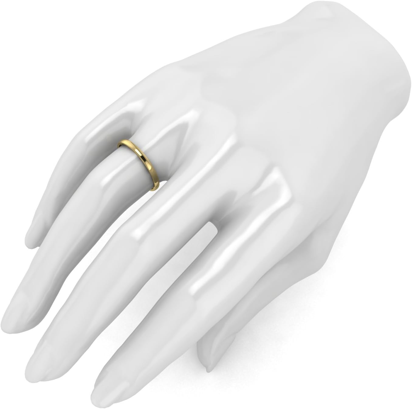 LANDA JEWEL Solid 14k White Rose Yellow Gold 2mm Light Court Shape Comfort Fit Polished Wedding Ring Plain Band