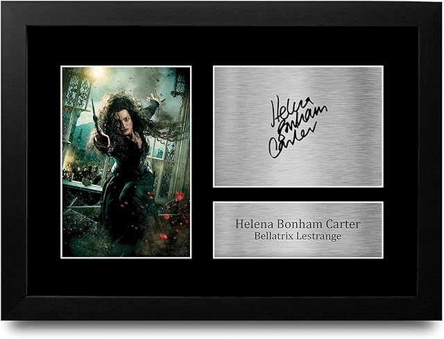 HWC Trading FR A4 Helena Bonham Carter Harry Potter Bellatrix Lestrange Gifts Printed Signed Autograph Picture for Movie Memorabilia Fans - A4 Framed