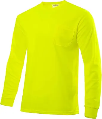 JORESTECH Safety Bright Visibility Long Sleeve Work T Shirt with Chest Pocket, Moisture Wicking Fabric
