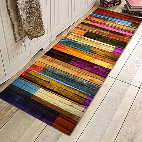 Yehapp carpet runner for hallway kitchen bedroom living room - long wood grain anti-slip runner, kitchen runner 40x60cm / 50x80cm / 40x120cm / 60x180cm Cover