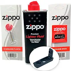 Kit Genuine Para Isqueiro Clássico com Fluido, Pedra (6), Pavio e Vedação Anti evaporação