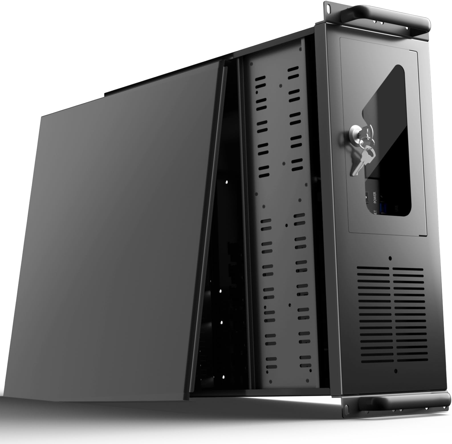 4U Server Chassis Rackmount, 7 PCI Slots, Ventilated Front Panel with Lockable Security Door, Heavy-Duty Industrial Computer Case