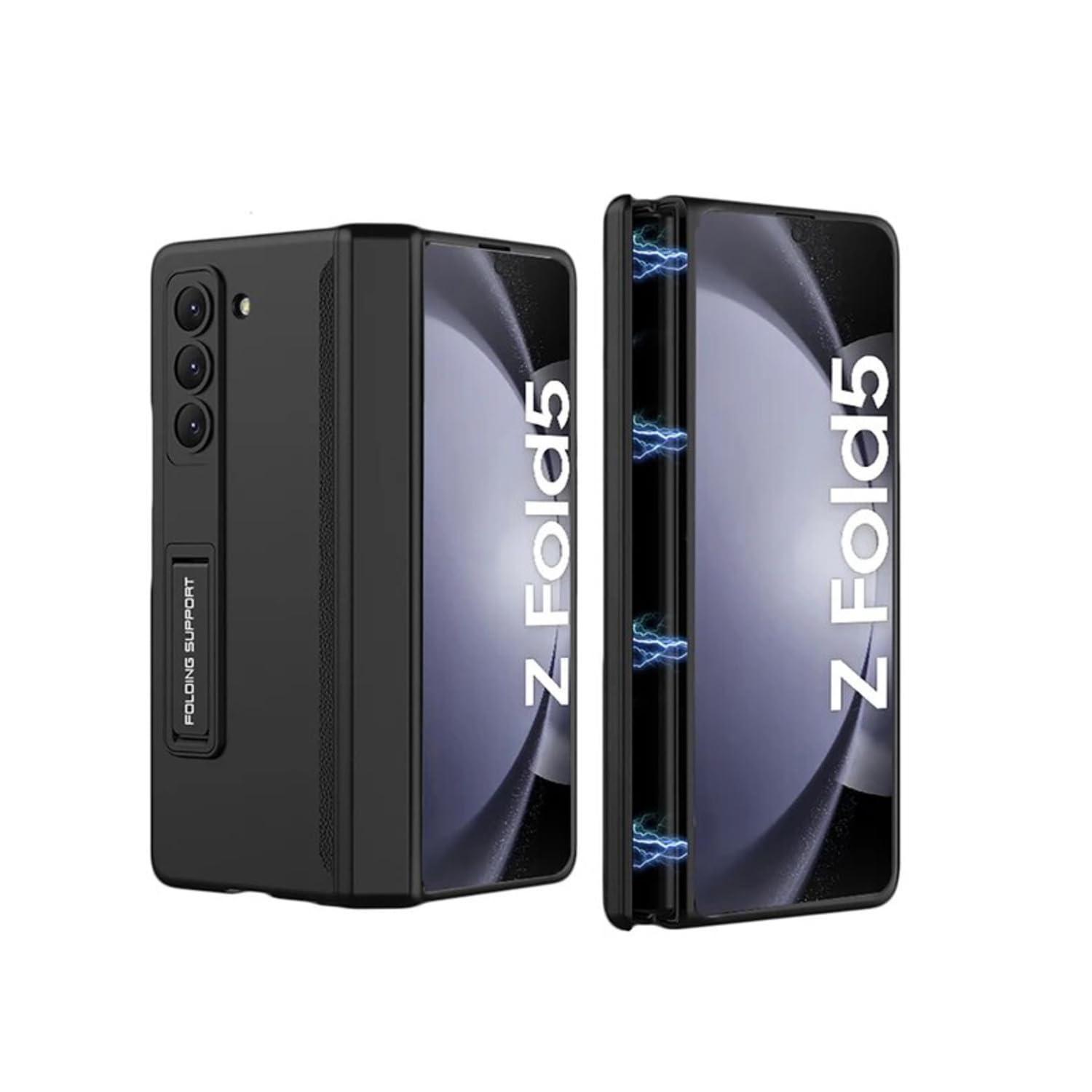 T TECLUSIVE Ultra Luxury Full Protection Case Cover with Magnetic Hinge Protection Compatible for Galaxy Z Fold 5 | Slim Front Tempered Glass Case with Hidden Stand (Black, Fold 5) T TECLUSIVE Ultra Luxury Full Protection Case Cover with Magnetic Hinge Protection Compatible for Galaxy Z Fold 5 | Slim Front Tempered Glass Case with Hidden Stand (Black, Fold 5)