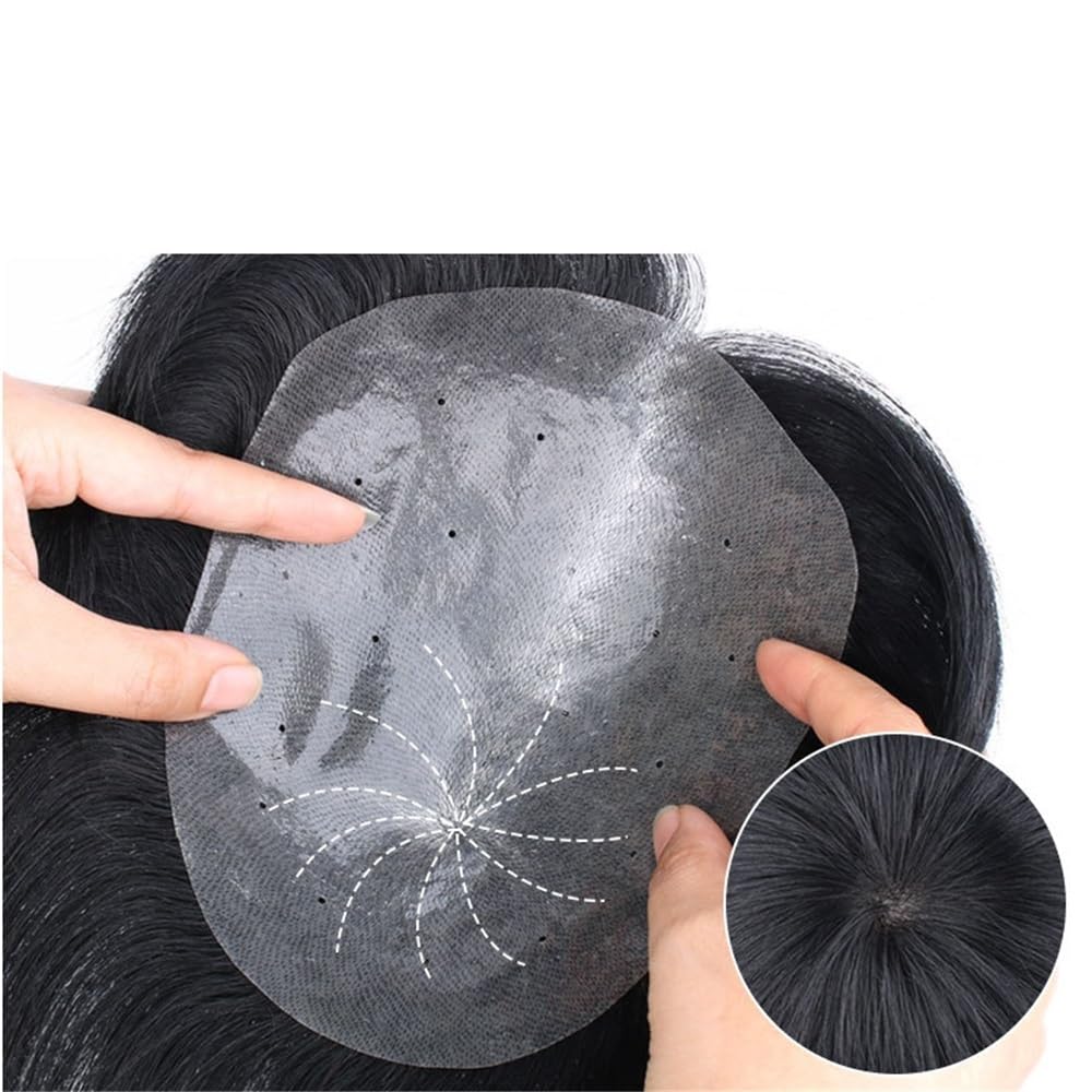 Mens Toupee Hairpiece,Full PU Durable Skin Wig,Soft Human Hair Suave y Transpirable(13x18)