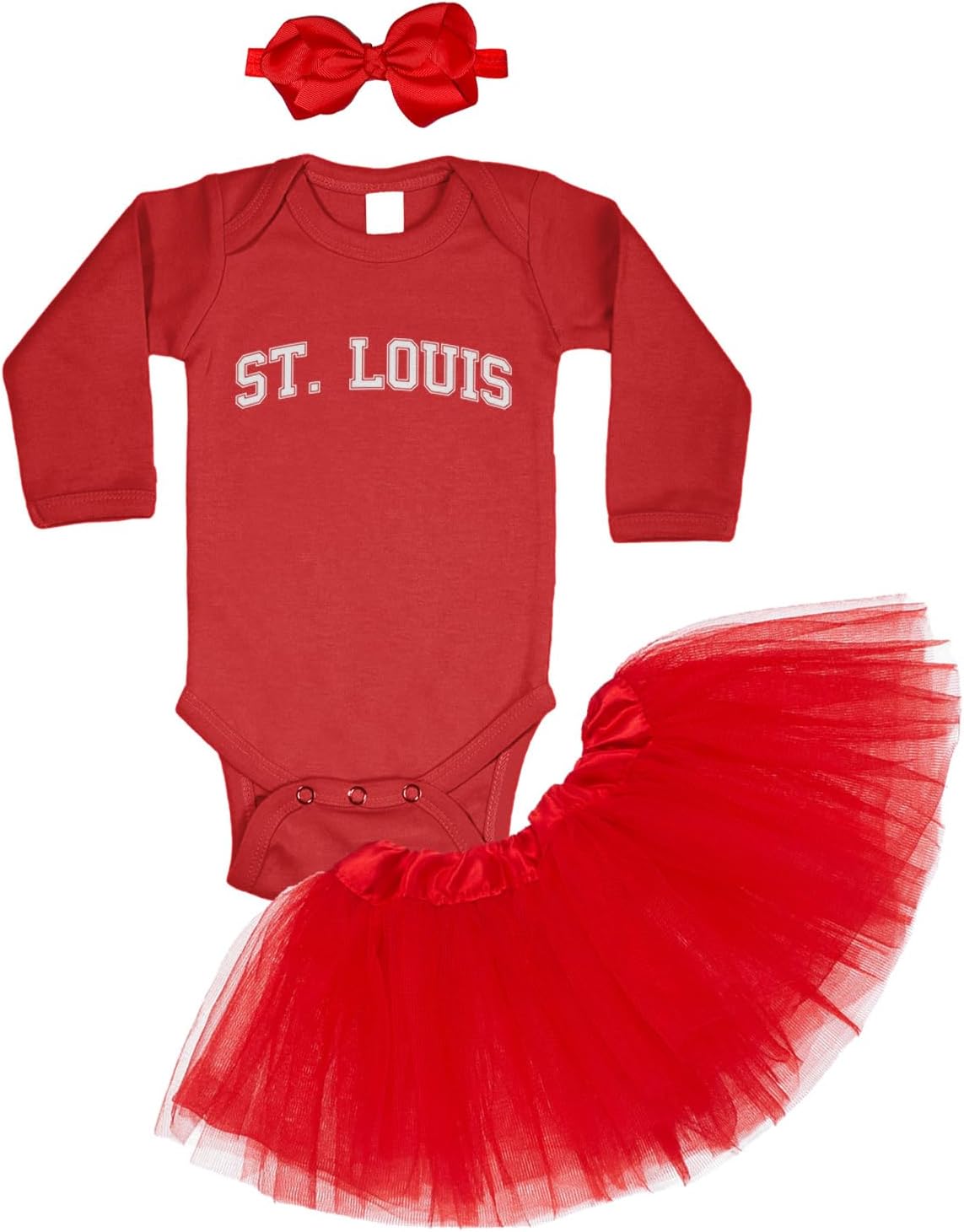 Haase Unlimited St. Louis - State Proud Strong Pride Sports Baby Bodysuit + Tutu Skirt + Bow Headband Set