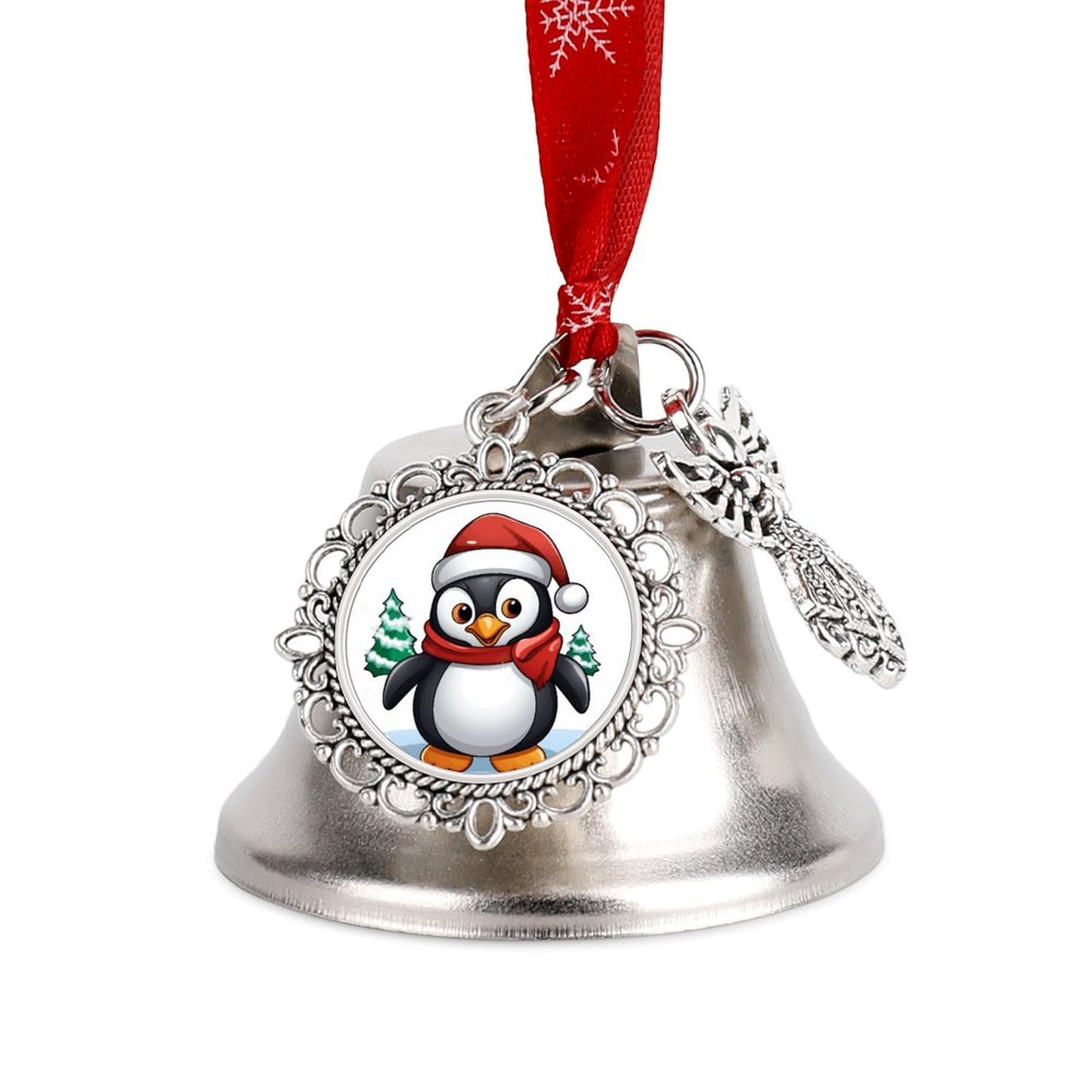 Christmas Penguin Bell Ornament Red Ribbon for Christmas Tree Holiday Decoration Personality Believe Bell Ornaments Sleigh Bells for Winter New Year Party Supplies