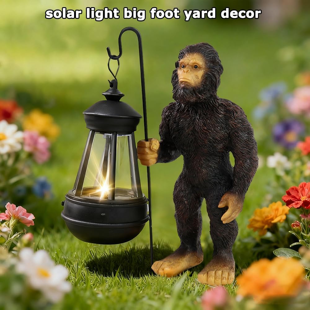 Bigfoot Garden Statues with Lamp Solar Outdoor Decors, Solar Light Big Foot Sasquatch Yard Decorations for Front Porch Patio Lawn Decor, Bigfoot Gifts Sasquatch Gifts Outdoor