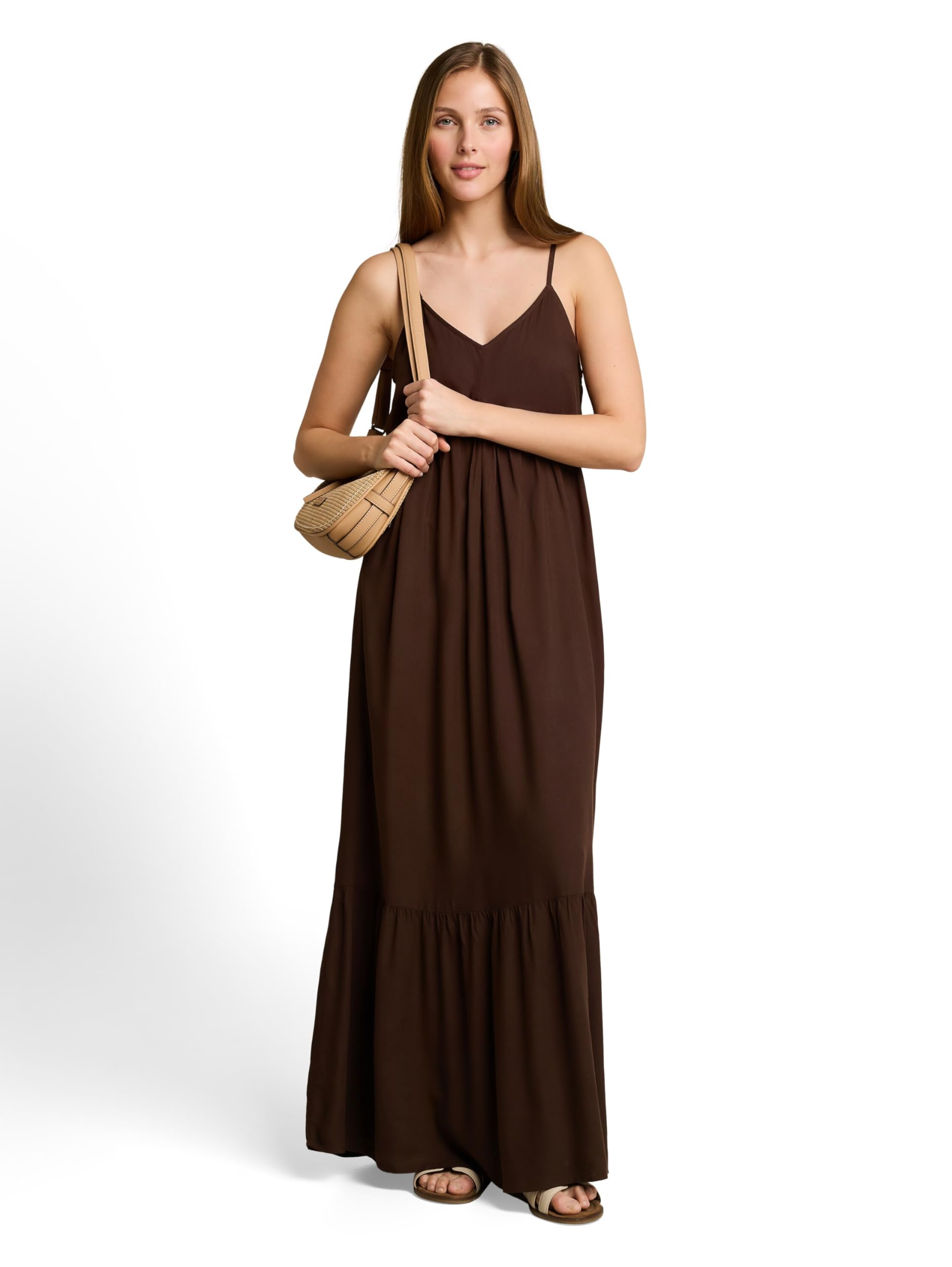 Tom Tailor Denim Damen 1051293 Maxi-Kleid mit Volants