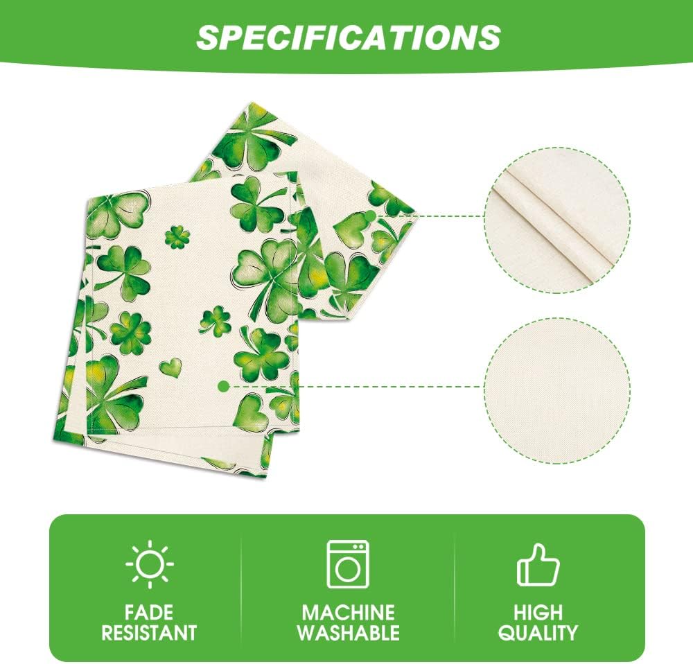 Artoid Mode Green Shamrock Bushes St. Patrick's Day Table Runner, Seasonal Spring Holiday Kitchen Dining Table Decoration for Indoor Outdoor Home Party Decor 13 x 36 Inch