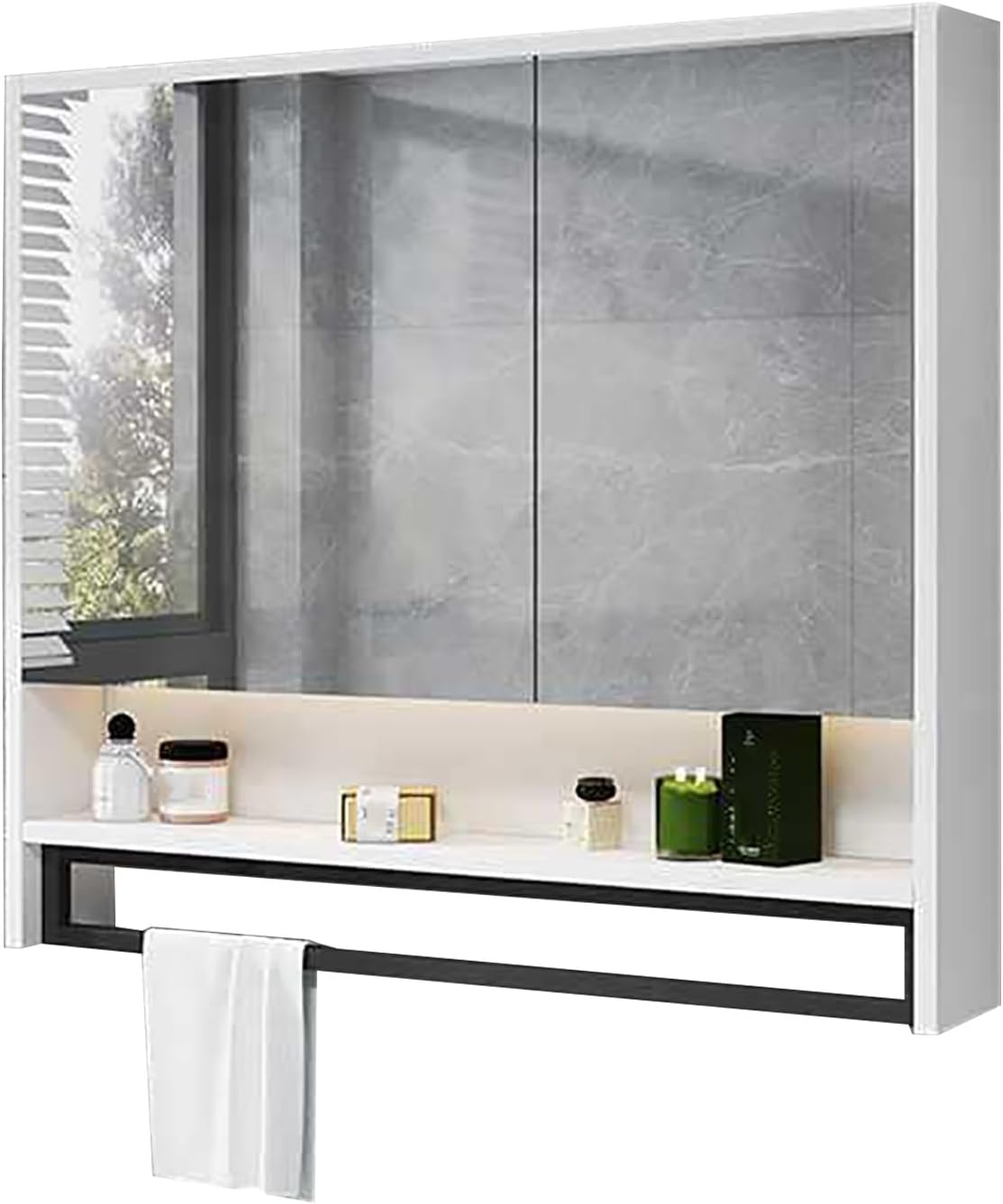 Modern Bathroom Cabinet with Mirror and Wall Mounted Storage Rectangular Vanity Mirror Sink Cabinet
