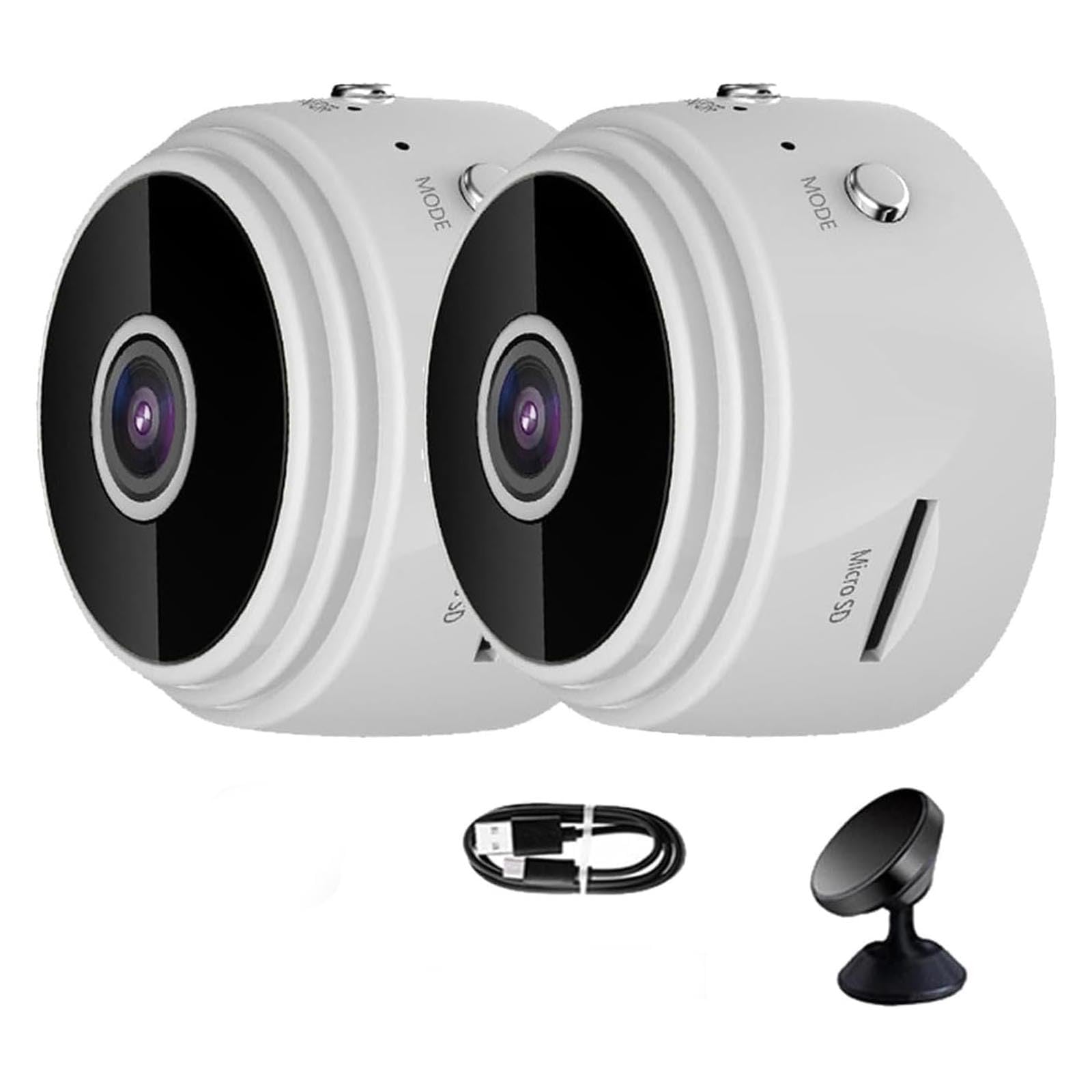 Mini Telecamera WiFi, Mini Telecamera Sicura Rotazione a 360° Magnetica 1080P con Base per Ufficio per la Casa