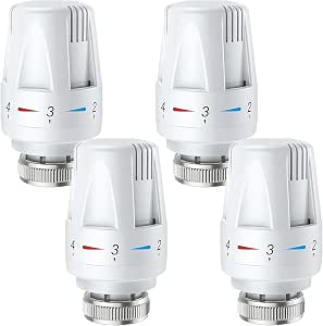 Bettinay 4 Pcs White Thermostatic Radiator Valve Head, Radiator Knob ...