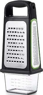 Good Grips Etched Box Grater with Removable Zester | Ideal for Grating Cheese or Zesting Fruits | Storage Container Included | 4 Sided Grater | Comfortable Handle