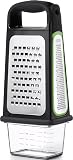 OXO Good Grips Etched Box Grater with Removable Zester | Ideal for Grating Cheese or Zesting Fruits | Storage Container Included | 4 Sided Grater | Comfortable Handle Box Grater with Removeable Zester