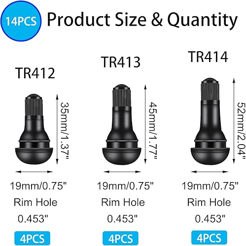 Miniatura 2 de Juego de herramientas de extracción de vástago de válvula de neumático de 64 piezas con 20 tapas de vástago de válvula, 40 núcleos de válvula de