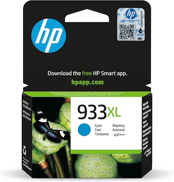 HP CN054AE 933XL High Yield Original Ink Cartridge, Cyan, Single Pack