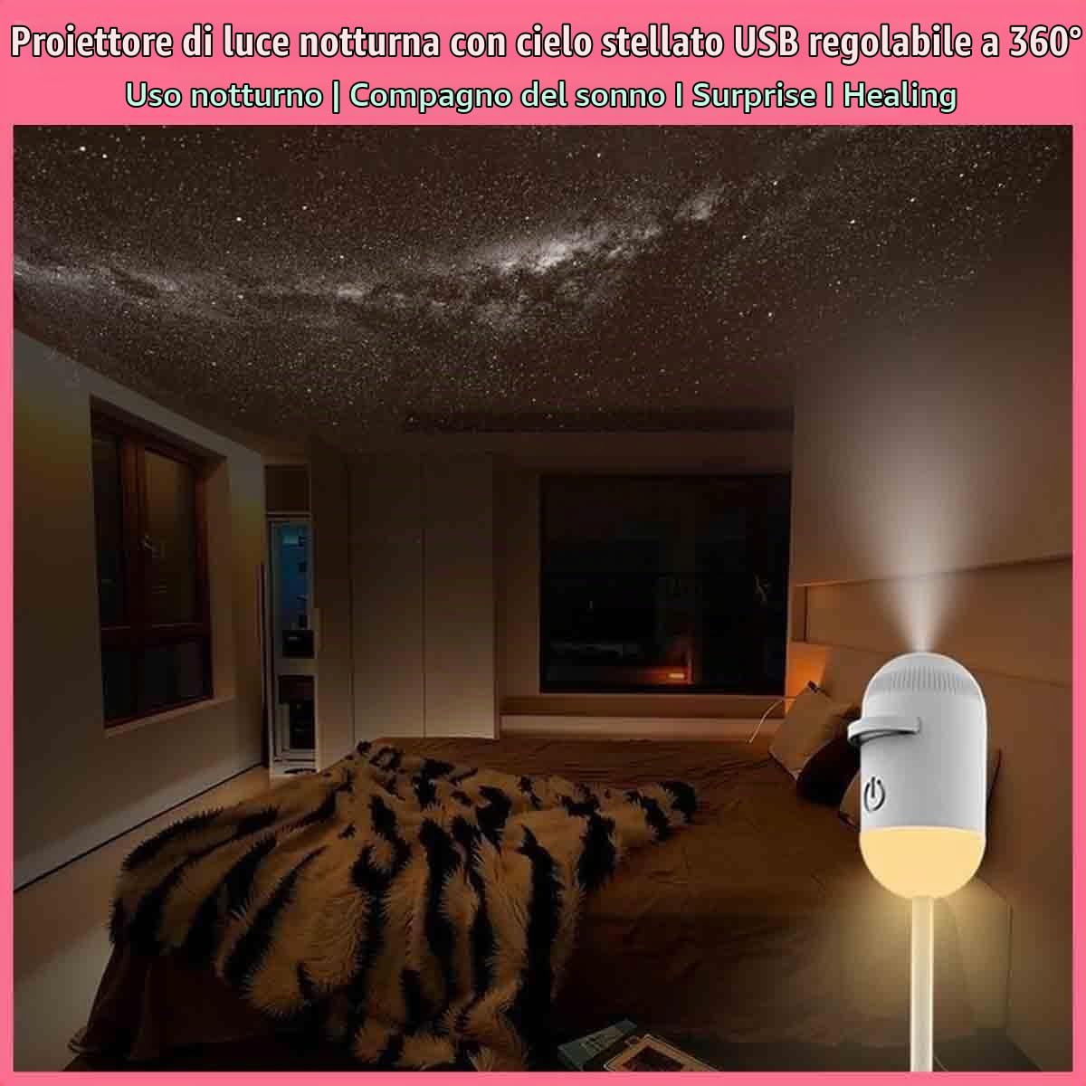 Proiettore Di Luce Notturna Usb Galaxyy Star,Proiettore 2 In 1 Pellicole Di Proiezione,Luminosità Notturna Regolabile,Rotazione A 360°,Ideale Per Auto,Planetario,Camera Da Letto,Soggiorno (12 slides)